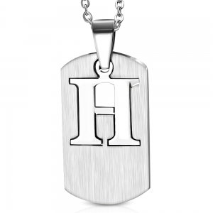 Pandant inox placuta identificare cu litera H